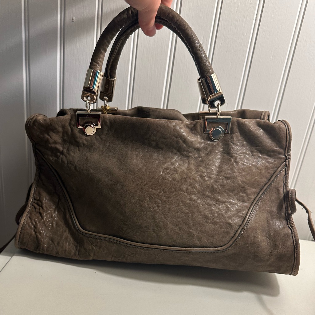 Tre Vero Grey Bag - Italian Leather